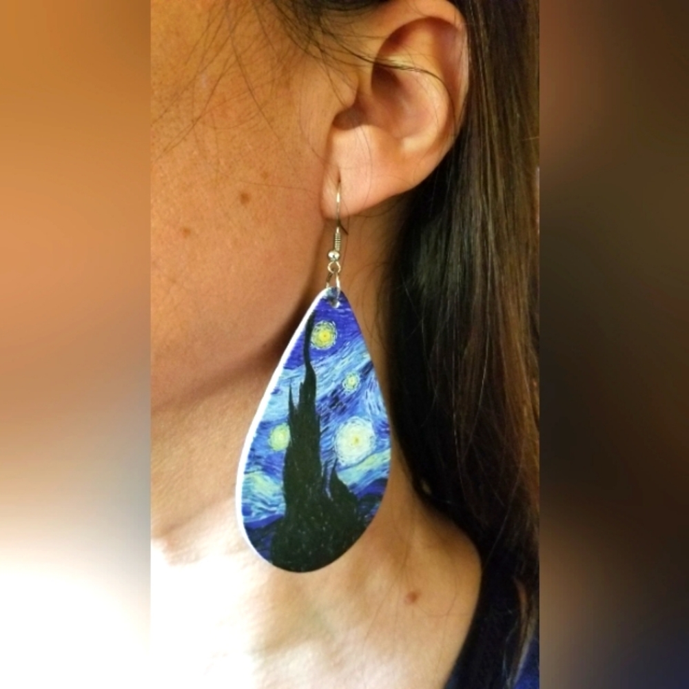 Beautiful Van Gogh Starry Night earrings gift